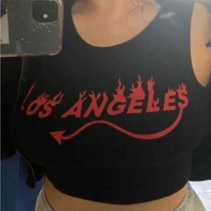 Los Angeles fire graphic ribbed tank top